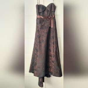 ◇$2,850 NEW LIANCARLO COUTURE STRAPLESS FLORAL JAQUARD BOW RUNW GOWN 14